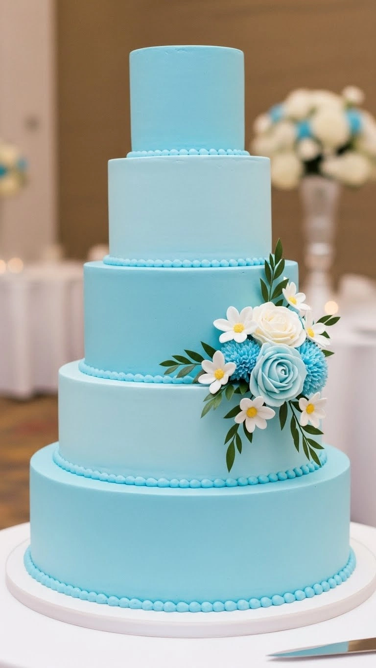 Light Blue Wedding Cake Ideas for a Dreamy Celebration 6 Classic Multi-Tier Light Blue Wedding Cake