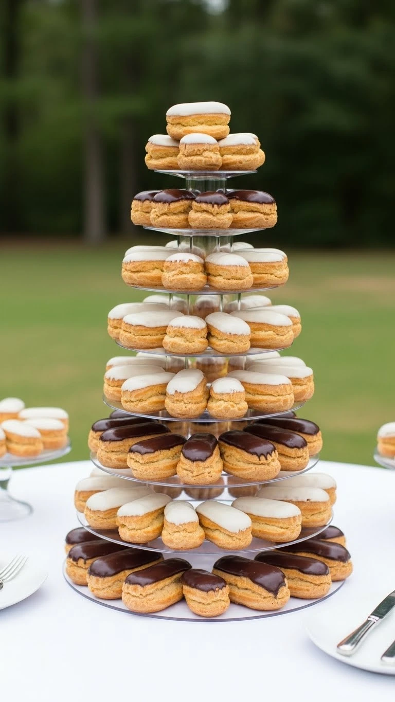 Unique Wedding Cake Alternatives for a Modern Twist 20 Eclair Tower Wedding Cake Alternative Display