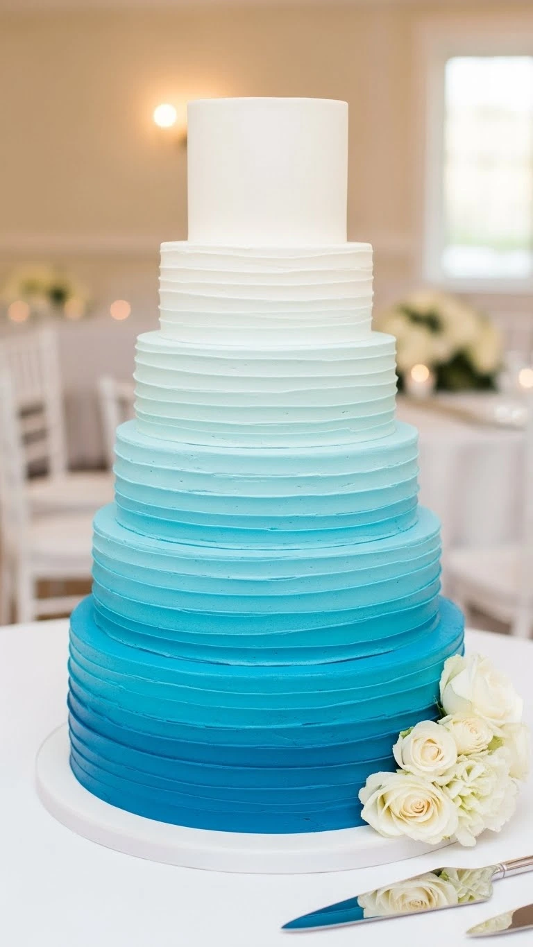 Light Blue Wedding Cake Ideas for a Dreamy Celebration 12 Elegant Ombre Light Blue Wedding Cake