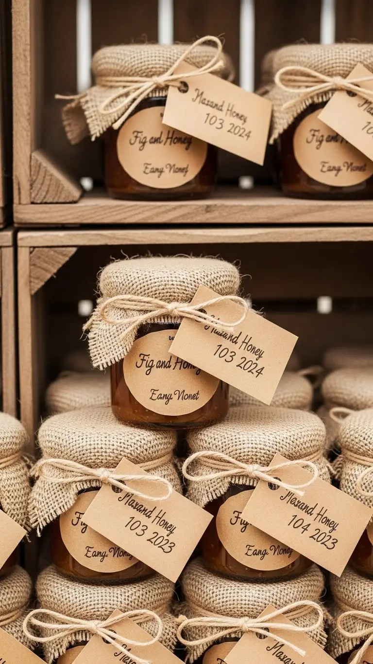 Jam Wedding Favors: Unique Ideas for Memorable Weddings 13 Fig and Honey Jam in Rustic Packaging