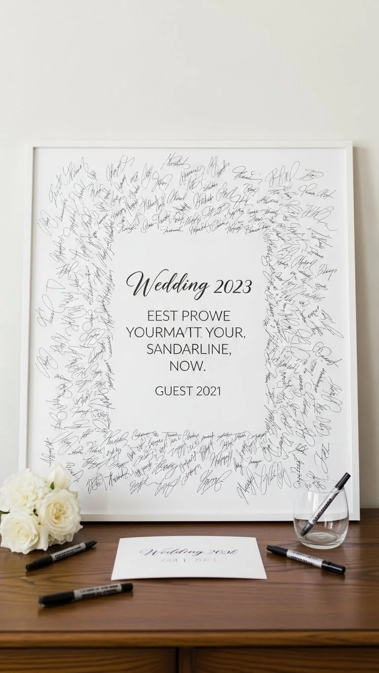 Memorable Guest Book & Wish Card Ideas 3 Framed Wedding Date or Quote Guest Signatures