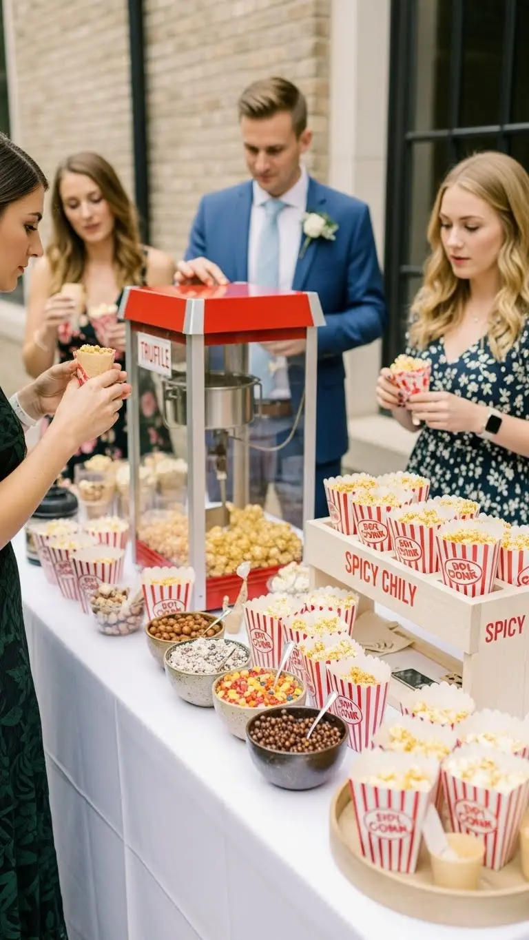 Wedding Food Station: 21 Ideas to Delight Your Guests 21 Gourmet Popcorn Station