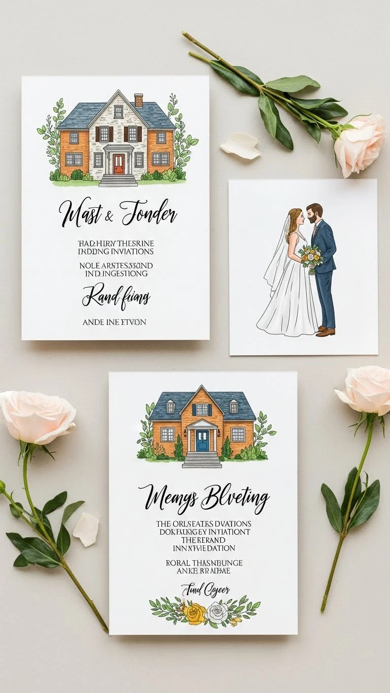 Creative Wedding Invitations Design Ideas for Your Big Day 18 Hand Illustrated Wedding Invitations Design