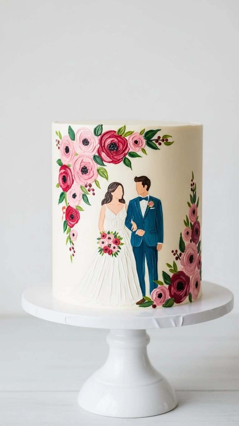 Small Wedding Cakes That Make a Big Impression 10 Hand-Painted Artistic Small Wedding Cakes