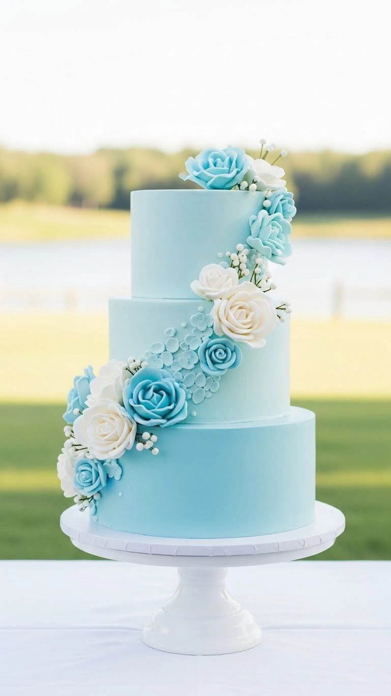 Light Blue Wedding Cake Ideas for a Dreamy Celebration 4 How Color Tone Impacts the Look of a Light Blue Wedding Cake