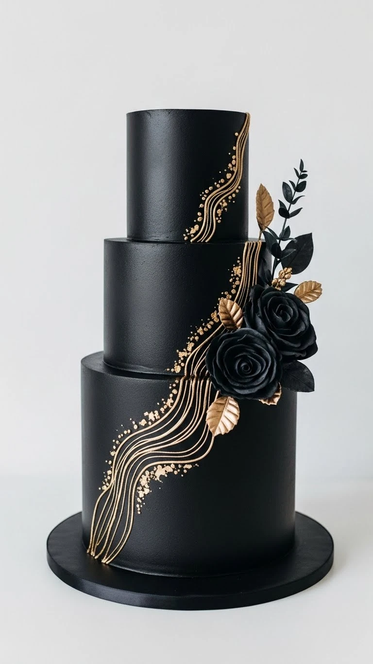 Black Wedding Cakes Ideas for a Luxe Celebration 4 How Design Details Transform Black Wedding Cakes