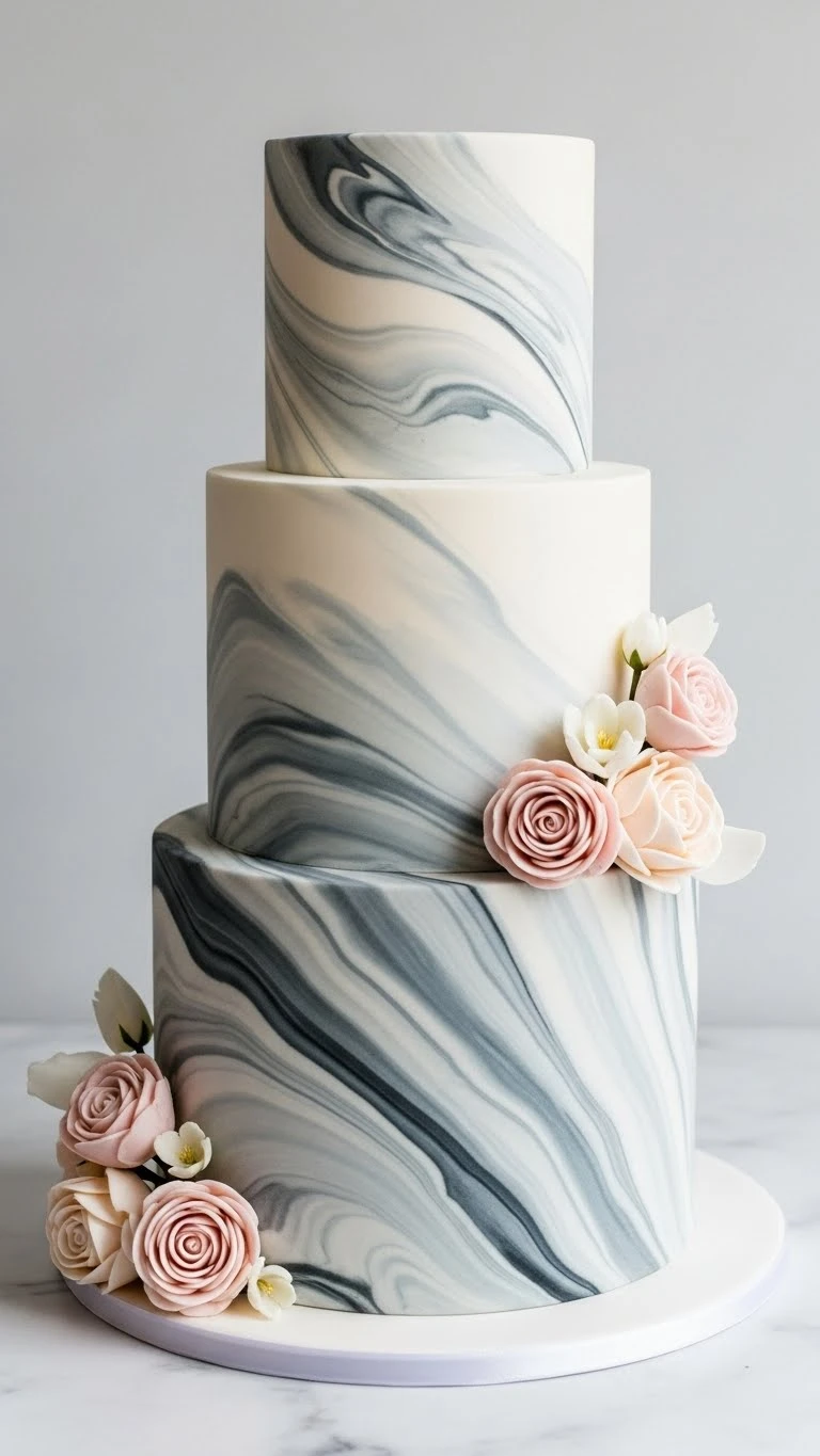 Luxury Wedding Cakes Ideas That Define Modern Elegance 15 Marble Effect Luxury Wedding Cakes