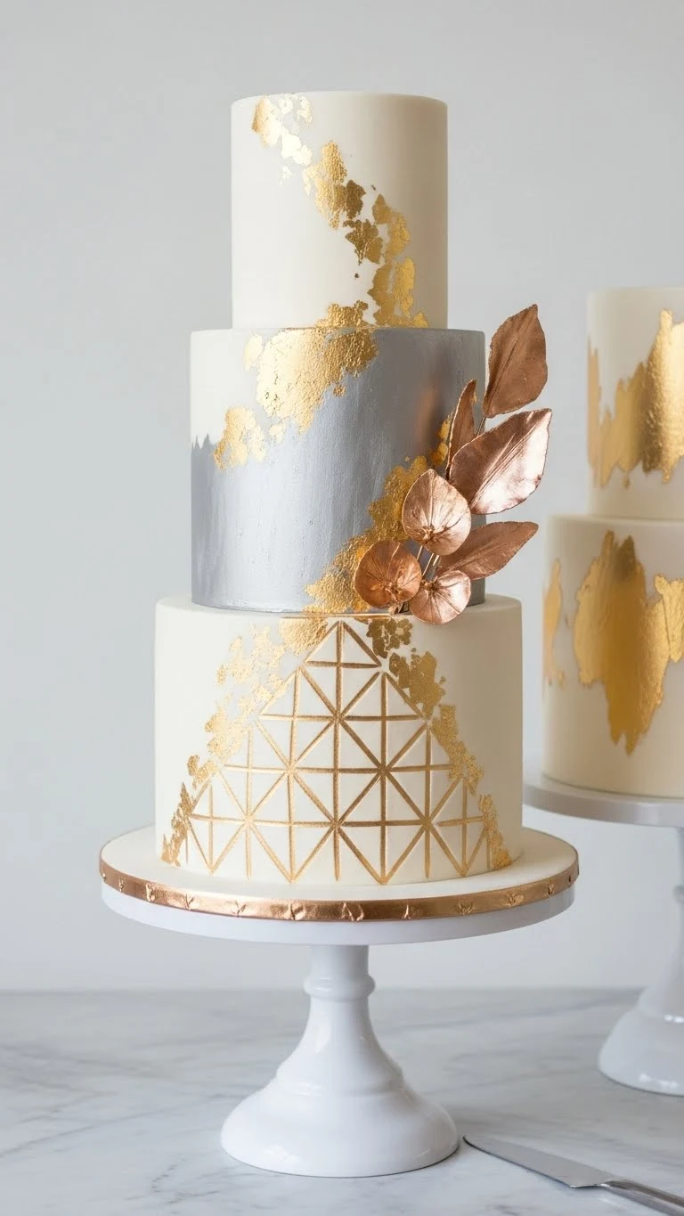 Modern Wedding Cakes Ideas You’ll Love 7 Metallic Accent Wedding Cake