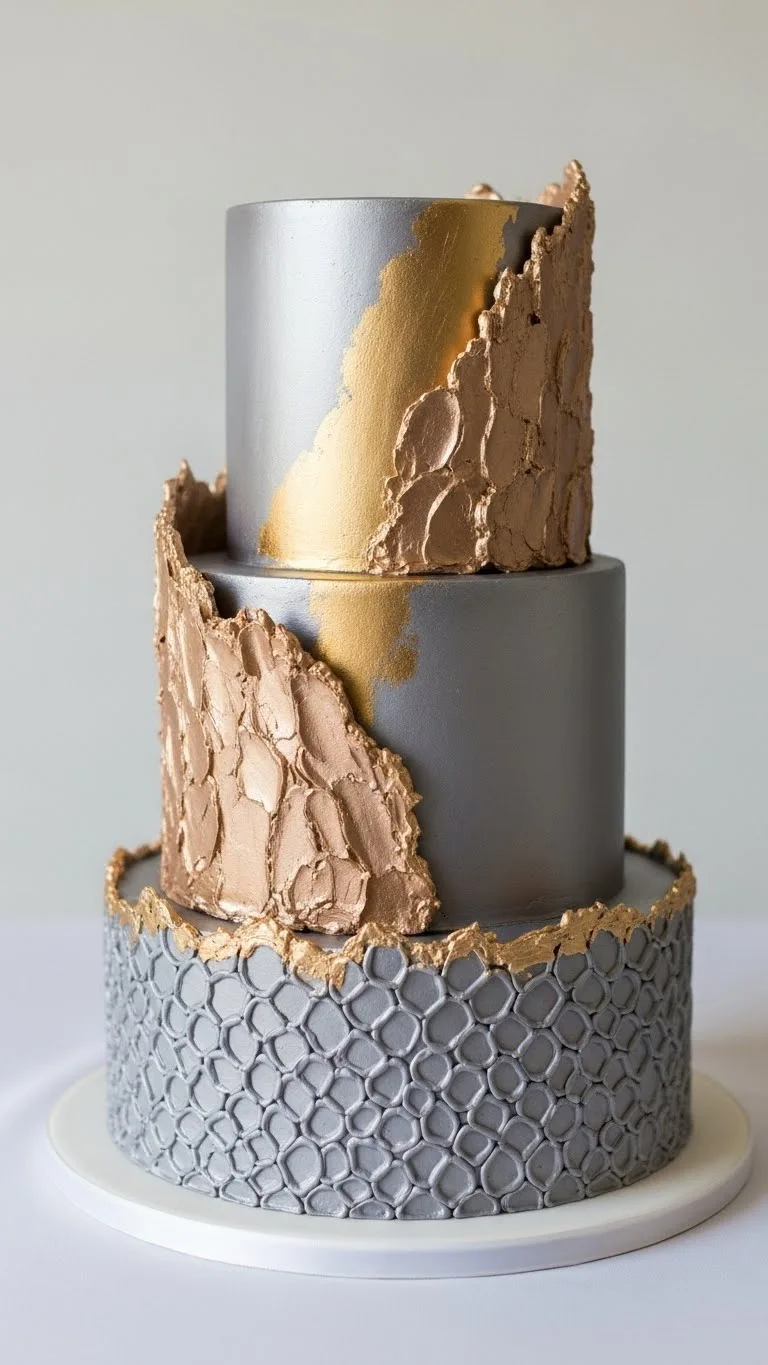 Luxury Wedding Cakes Ideas That Define Modern Elegance 20 Metallic Texture Luxury Wedding Cakes