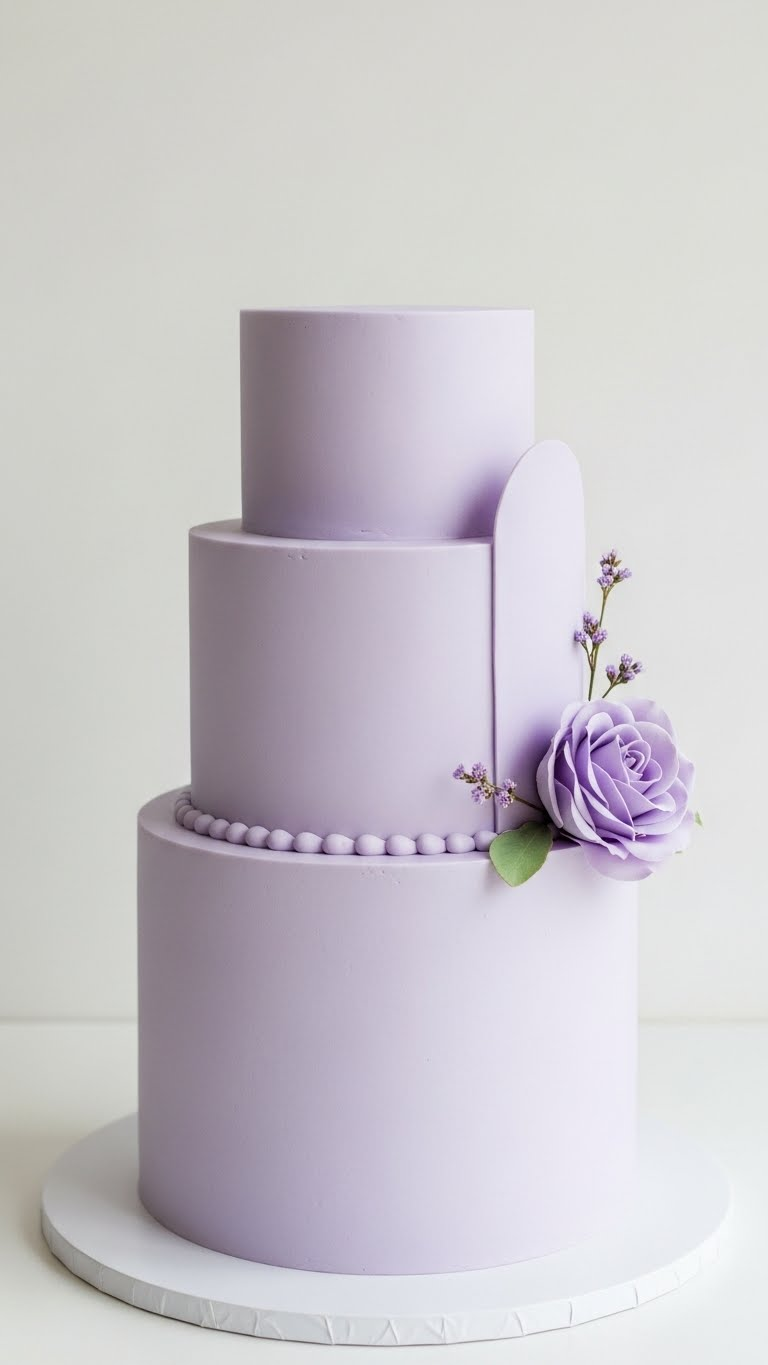 Lavender Wedding Cakes Ideas for a Timeless Celebration 8 Minimalist Lavender Wedding Cake with Clean Lines