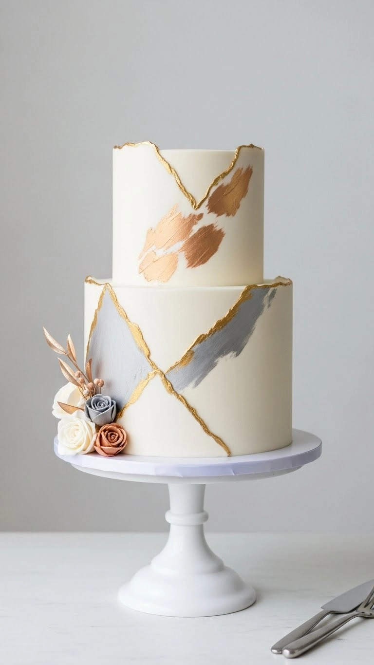 Modern Wedding Cakes Ideas You’ll Love 25 Minimalist Metallic Accent Cake