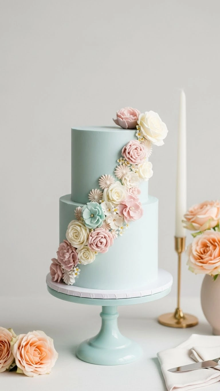 Light Blue Wedding Cake Ideas for a Dreamy Celebration 5 Minimalist Single-Tier Light Blue Wedding Cake