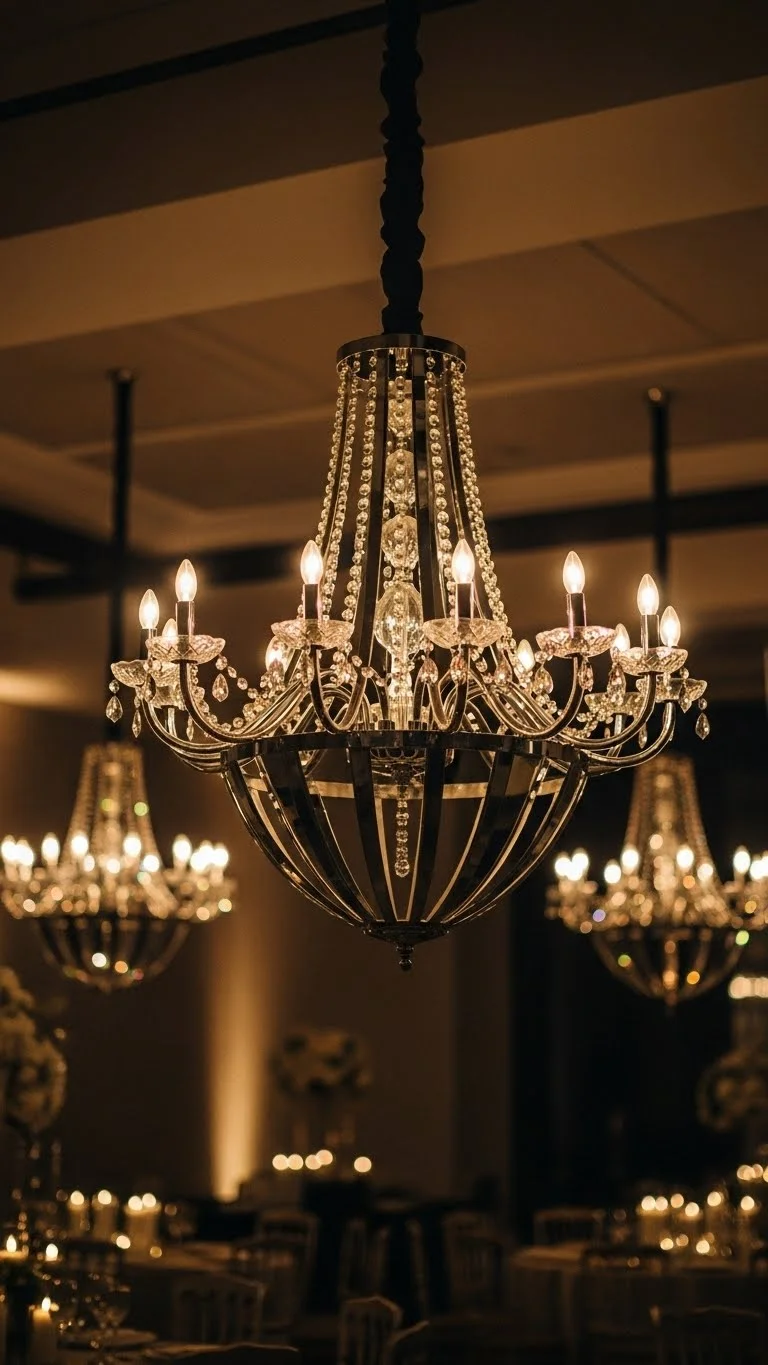 Fallen Chandelier Wedding Decor Ideas 3 Mirror-Backed Fallen Chandeliers for Enhanced Light Reflection