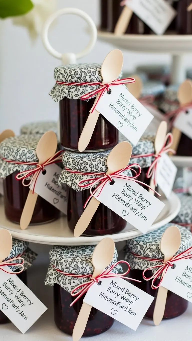 Jam Wedding Favors: Unique Ideas for Memorable Weddings 9 Mixed Berry Jam with Handwritten Tags