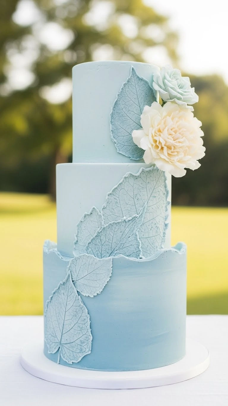 Light Blue Wedding Cake Ideas for a Dreamy Celebration 16 Nature-Inspired Light Blue Wedding Cake Design