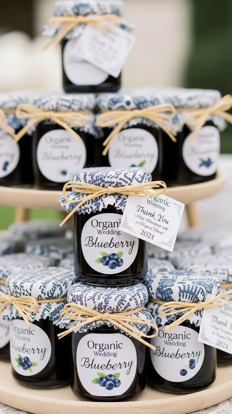 Jam Wedding Favors: Unique Ideas for Memorable Weddings 6 Organic Blueberry Jam with Personalized Labels