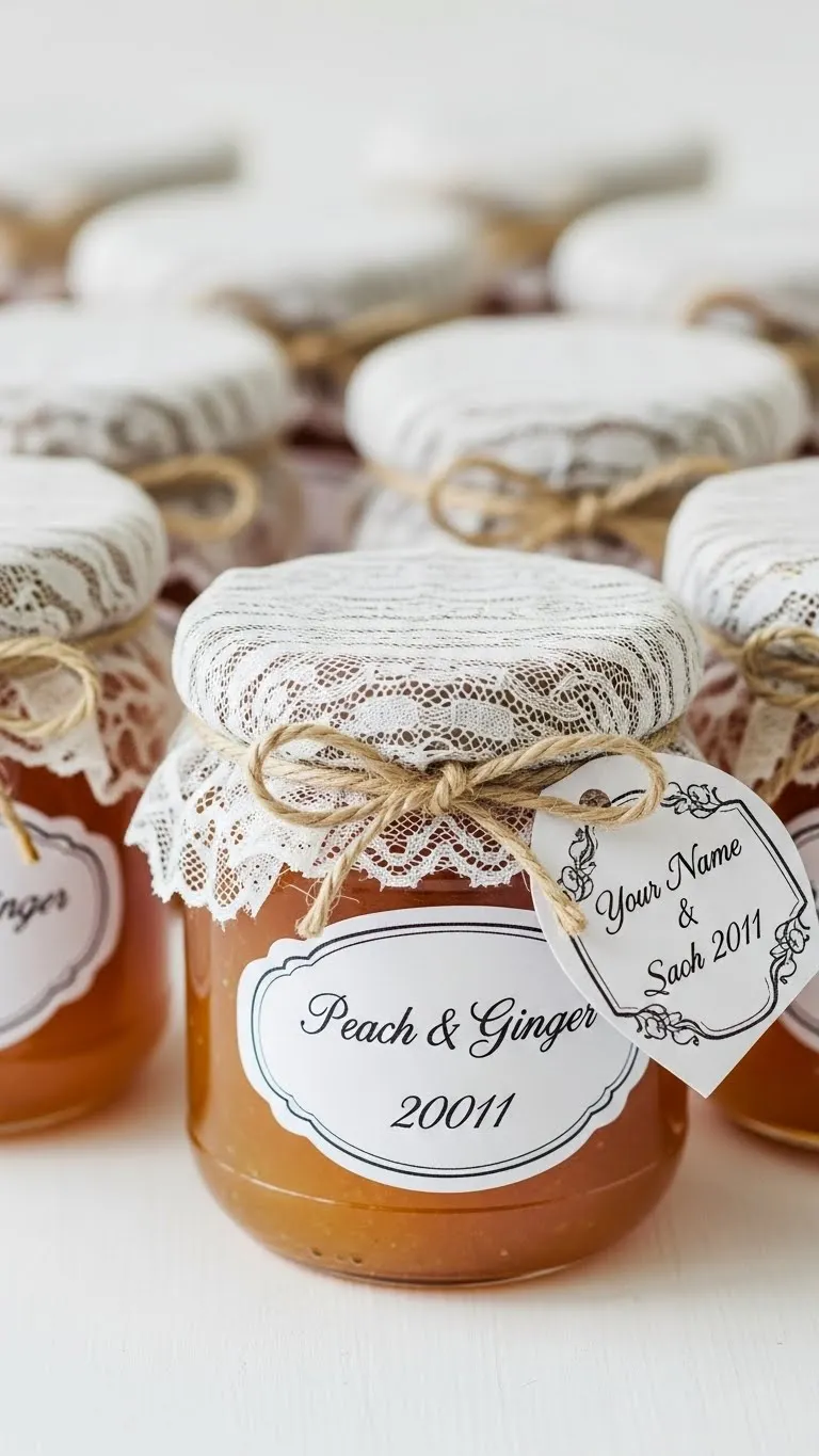 Jam Wedding Favors: Unique Ideas for Memorable Weddings 8 Peach and Ginger Jam in Vintage Jars