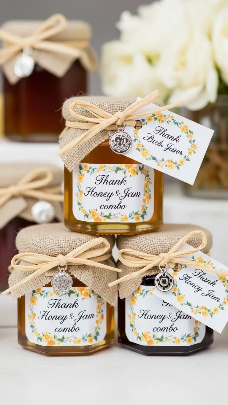 Jam Wedding Favors: Unique Ideas for Memorable Weddings 18 Personalized Honey Jam Combo Favors