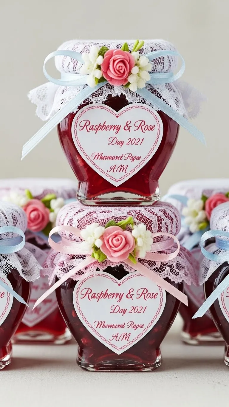 Jam Wedding Favors: Unique Ideas for Memorable Weddings 11 Raspberry and Rose Jam in Mini Heart Jars