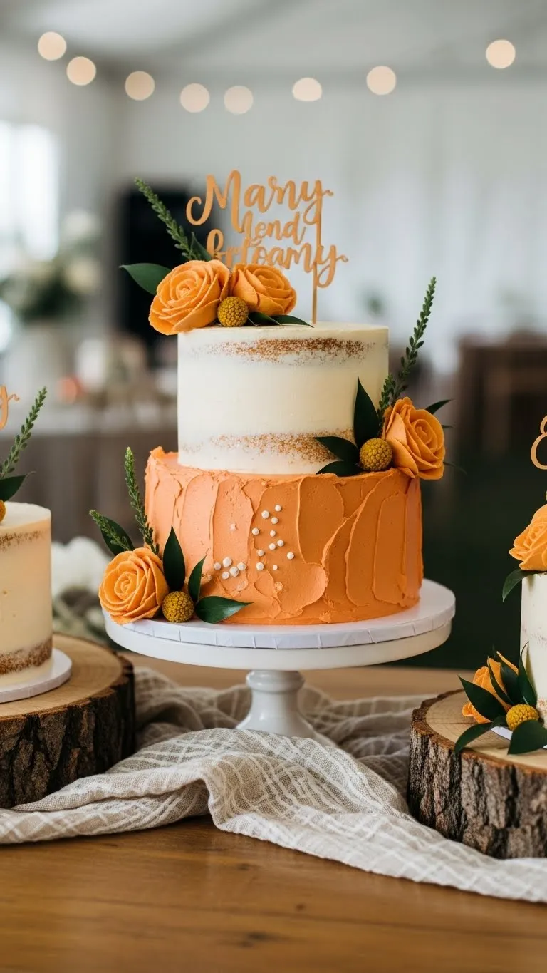 Orange Wedding Cakes Ideas That Steal the Spotlight 6 Rustic Orange Wedding Cakes with Natural Texture