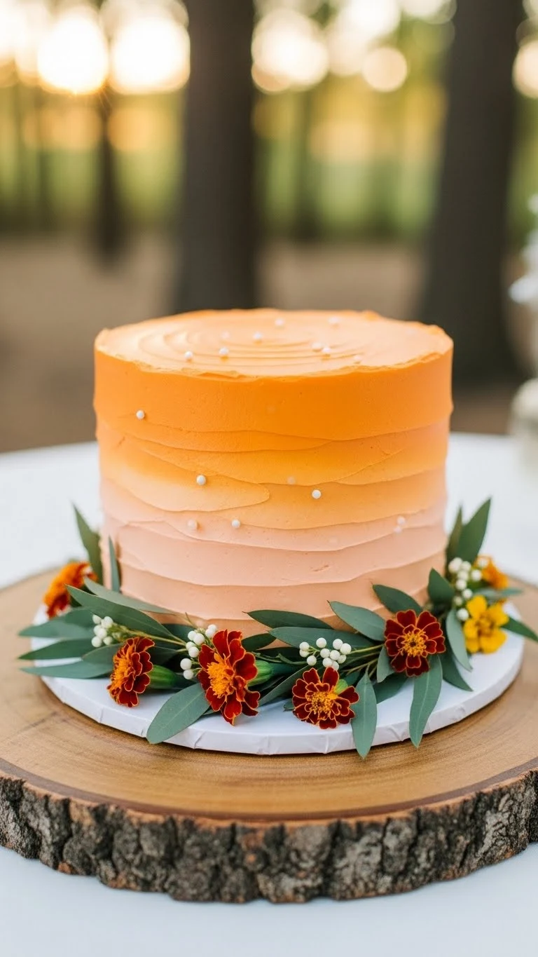Orange Wedding Cakes Ideas That Steal the Spotlight 20 Single-Tier Orange Wedding Cakes