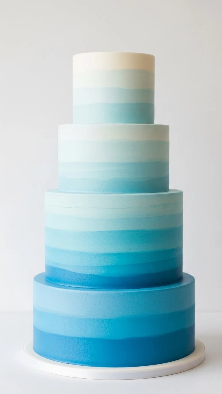 Light Blue Wedding Cake Ideas for a Dreamy Celebration 20 Soft Gradient Light Blue Wedding Cake Design