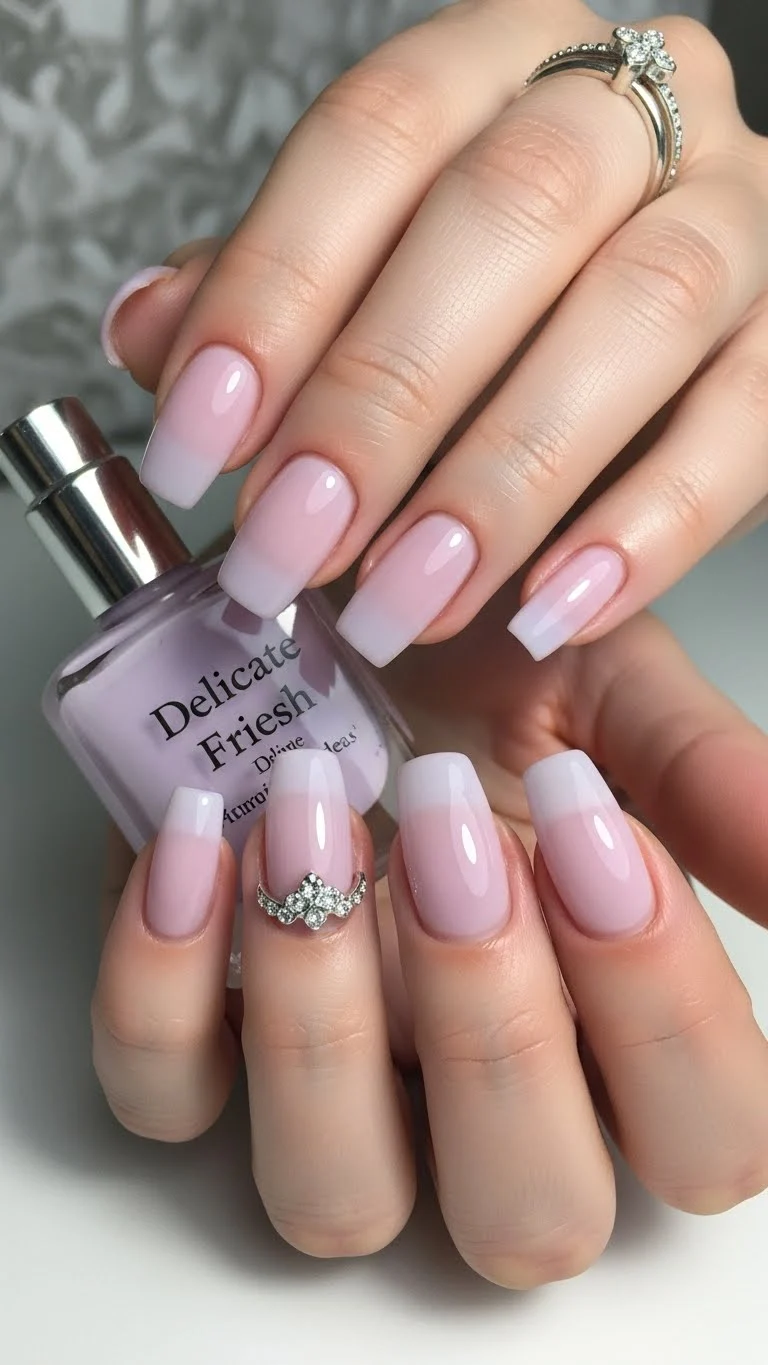Delicate Bridal Manicure Ideas for a Classic Bride 3 Soft Lavender Sheer Bridal Manicure