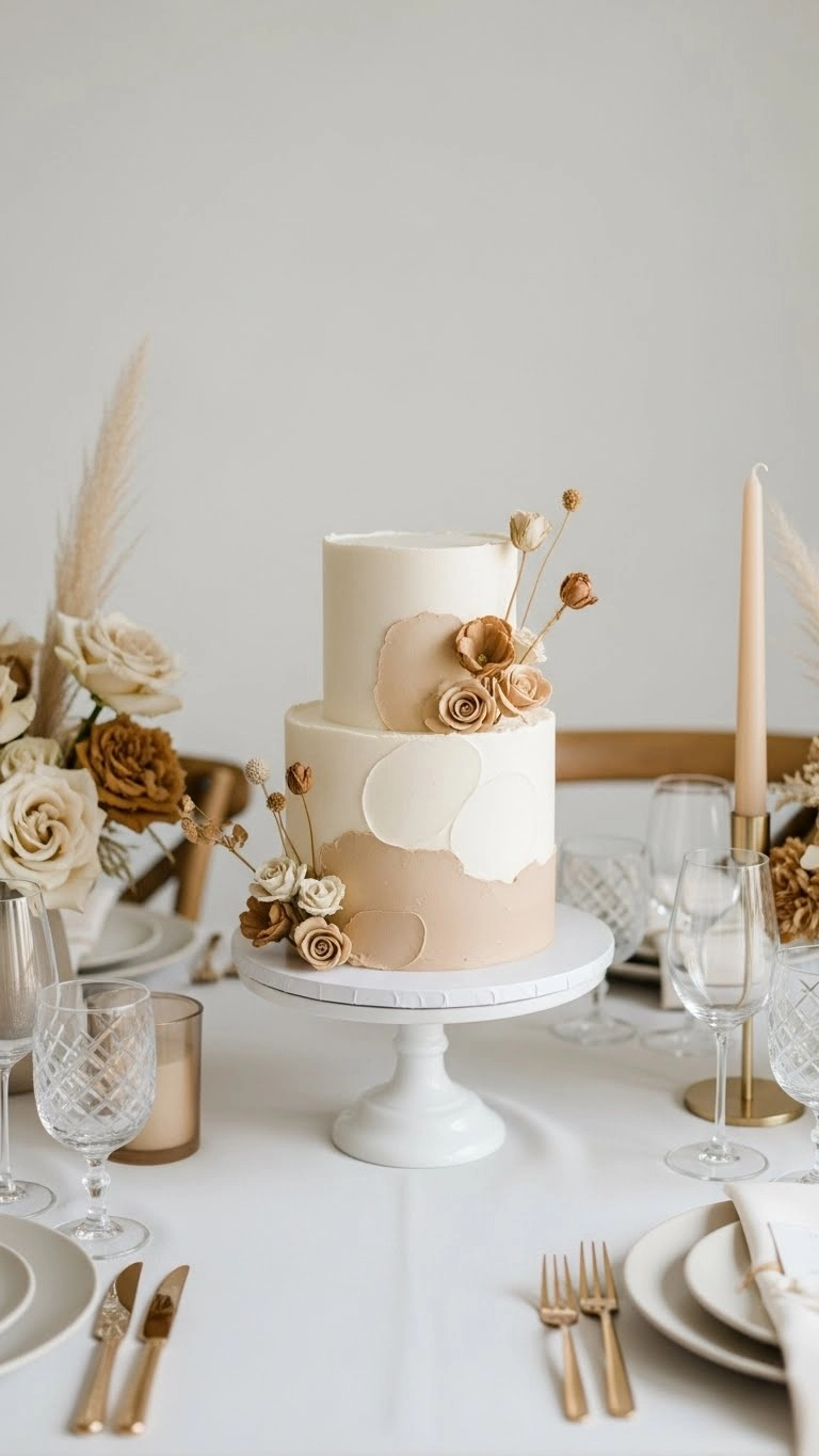 Small Wedding Cakes That Make a Big Impression 9 Soft Neutral-Toned Wedding Cakes