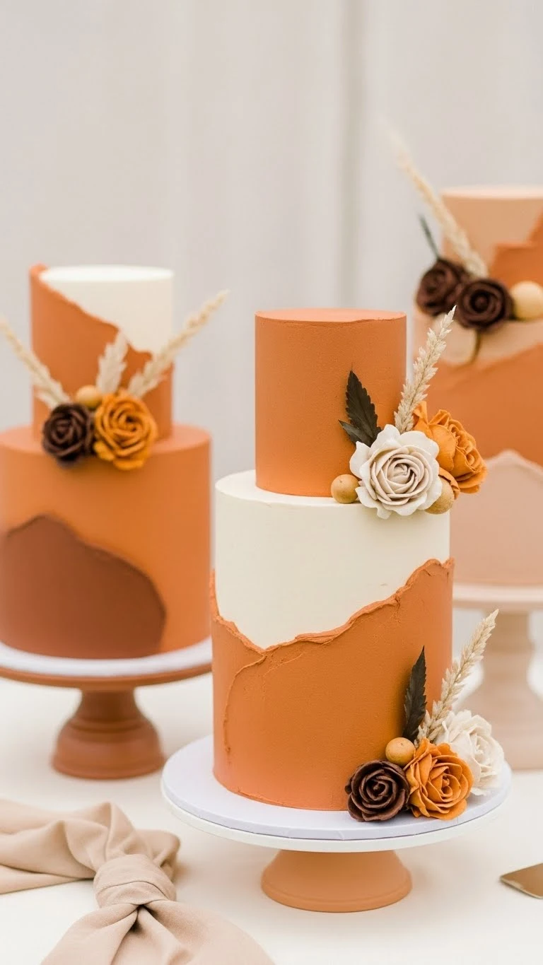 Orange Wedding Cakes Ideas That Steal the Spotlight 13 Terracotta-Inspired Orange Wedding Cakes
