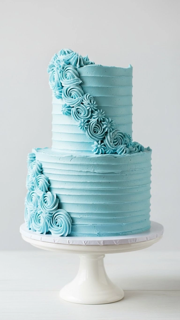 Light Blue Wedding Cake Ideas for a Dreamy Celebration 8 Textured Buttercream Light Blue Wedding Cake