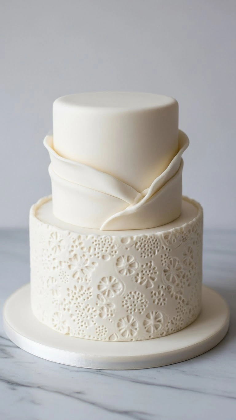 Small Wedding Cakes That Make a Big Impression 18 Textured Fondant Small Wedding Cakes