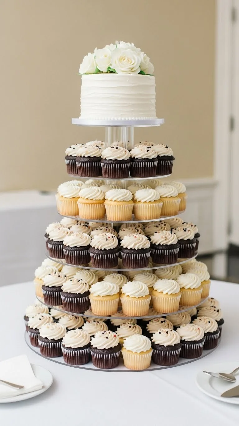 Unique Wedding Cake Alternatives for a Modern Twist 5 Tiered Cupcake Display as a Wedding Cake Alternative