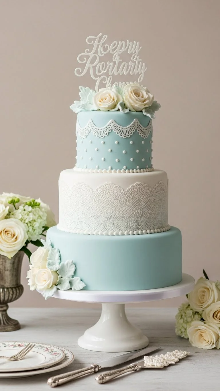 Light Blue Wedding Cake Ideas for a Dreamy Celebration 18 Vintage-Inspired Light Blue Wedding Cake
