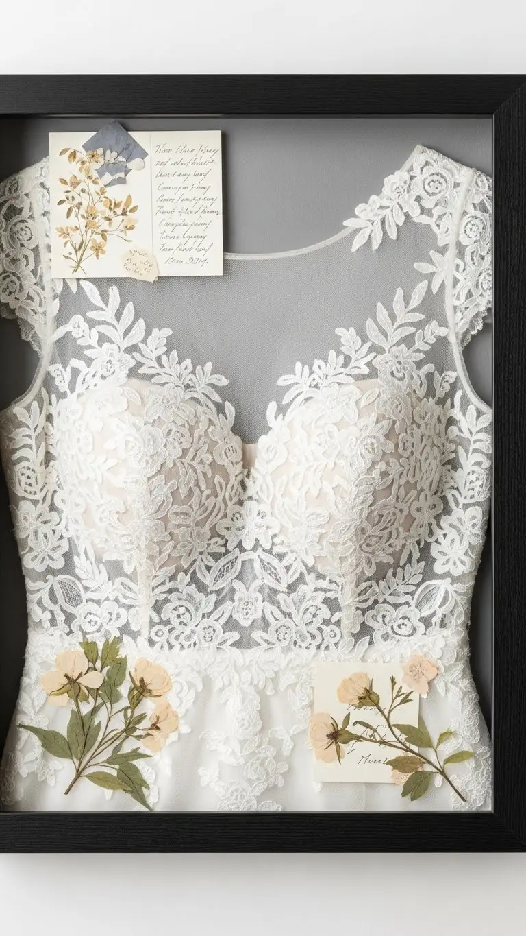 Wedding Dress Keepsakes Ideas to Treasure Forever 4 Wedding Dress Shadow Box Display