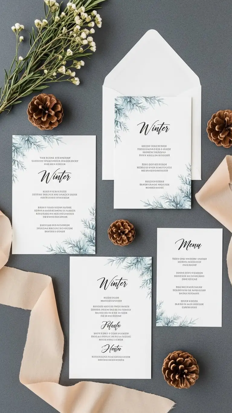 Winter Wedding Ideas That Feel Romantic & Timeless 14 Winter Wedding Ideas Featuring Seasonal Stationery Designs