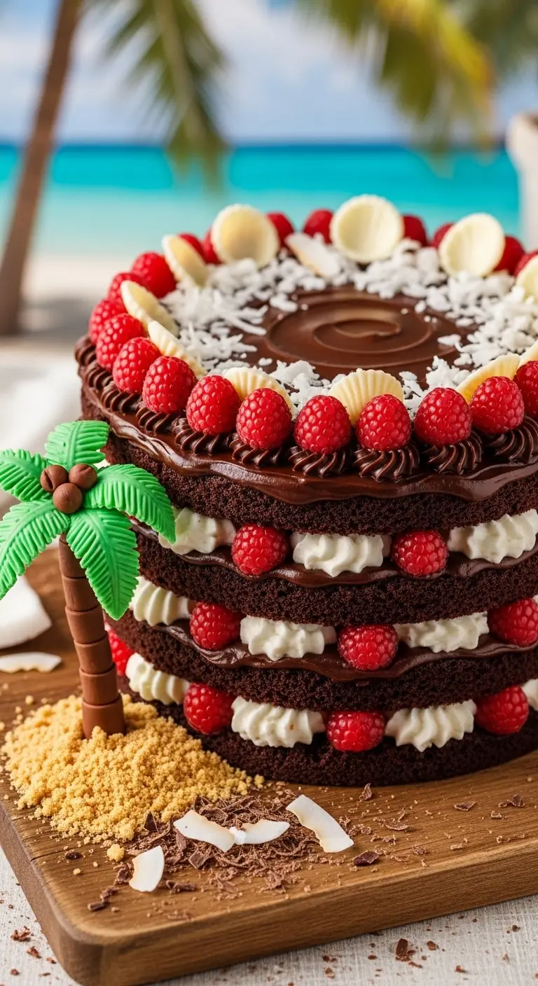 Neutral Ombre Wedding Cake Design Chocolate and Coconut Island Cake