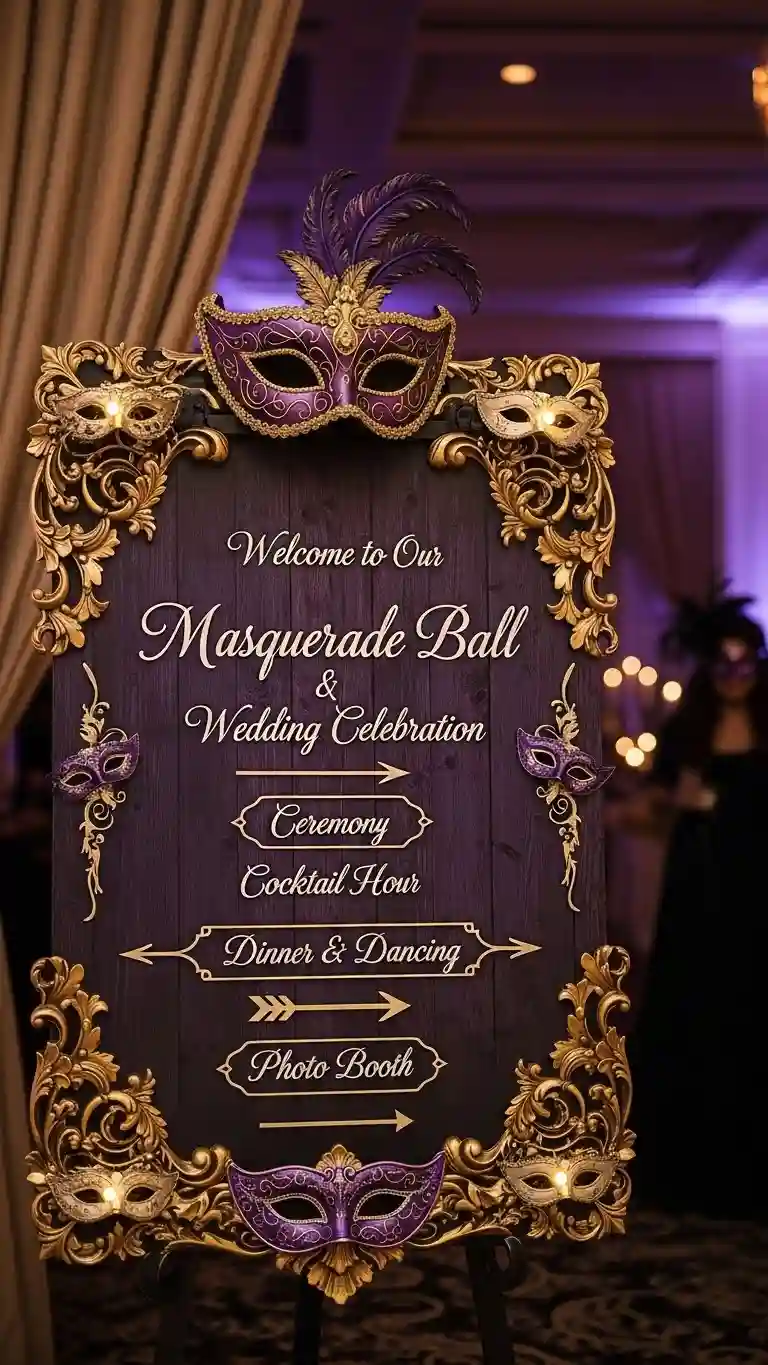 Aisle Runners with Coastal Motifs 12. Elegant Signage with Calligraphy and Metallic Finishes