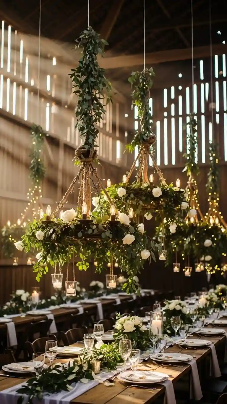 Aisle Runners with Coastal Motifs 9. Asymmetrical Fallen Chandeliers for Artistic Impact