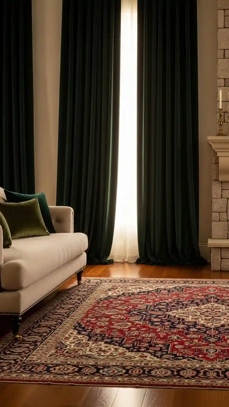 Aisle Runners with Coastal Motifs 10. Combining Velvet and Patterned Rugs