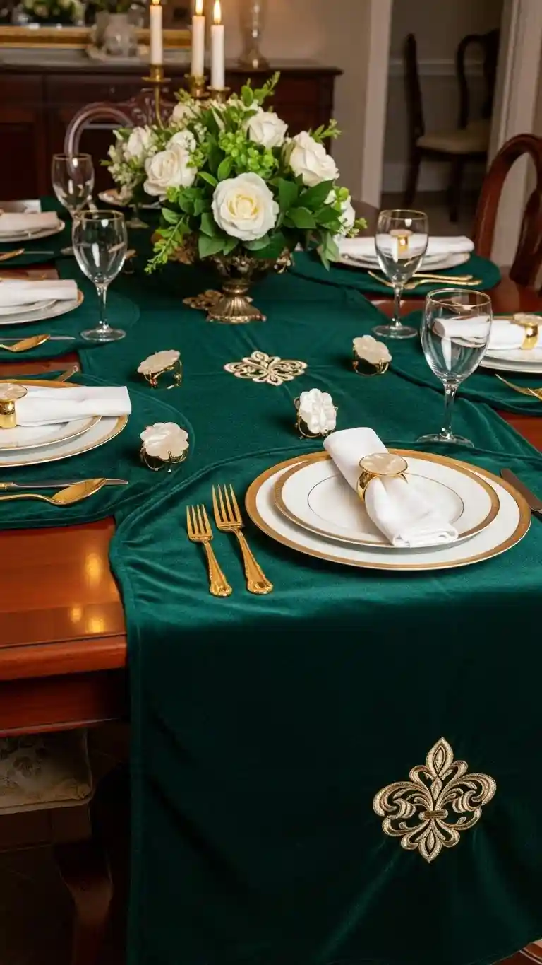 Aisle Runners with Coastal Motifs 14. Velvet Table Runners and Fabrics for Dining Spaces