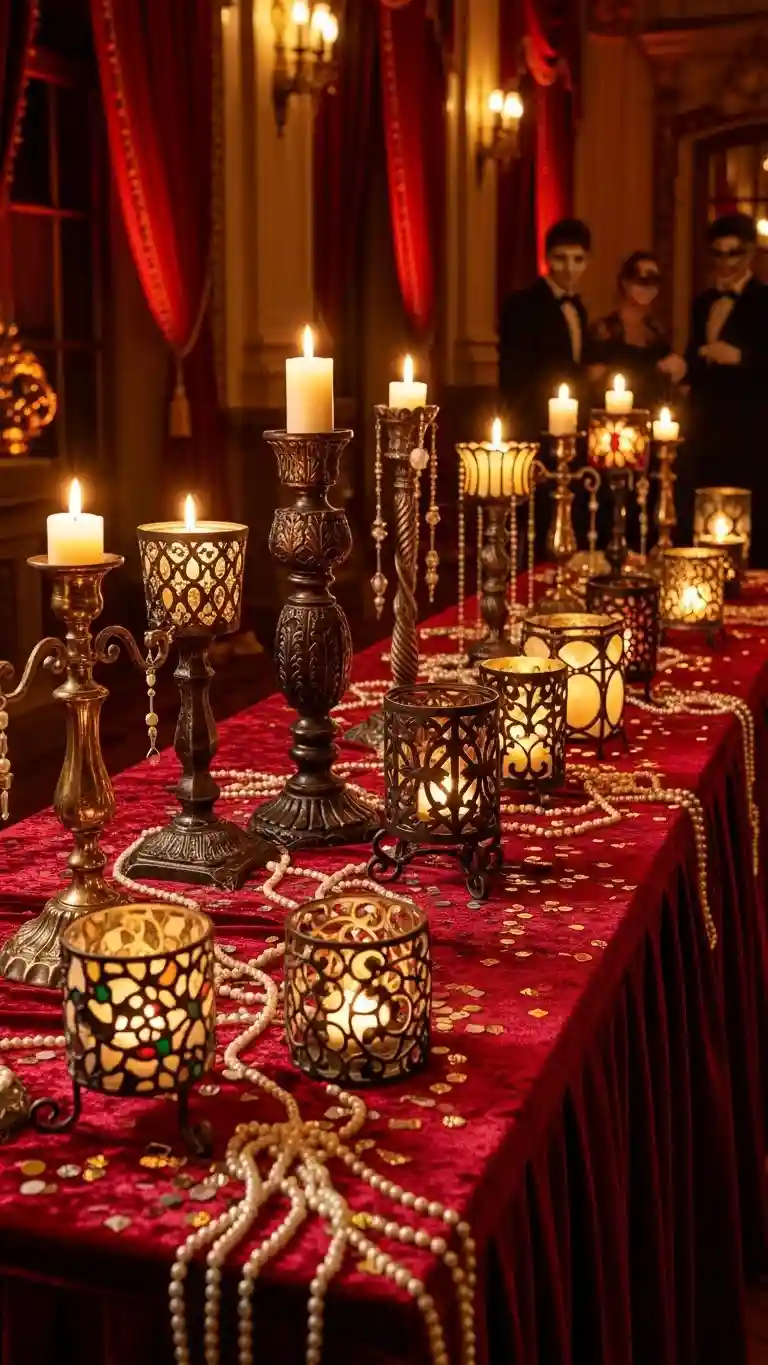 Aisle Runners with Coastal Motifs DIY Masquerade Candle Holders with Metallic Details