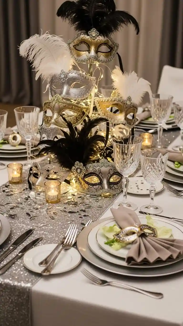 Aisle Runners with Coastal Motifs Masquerade-Inspired Fabric Table Runners