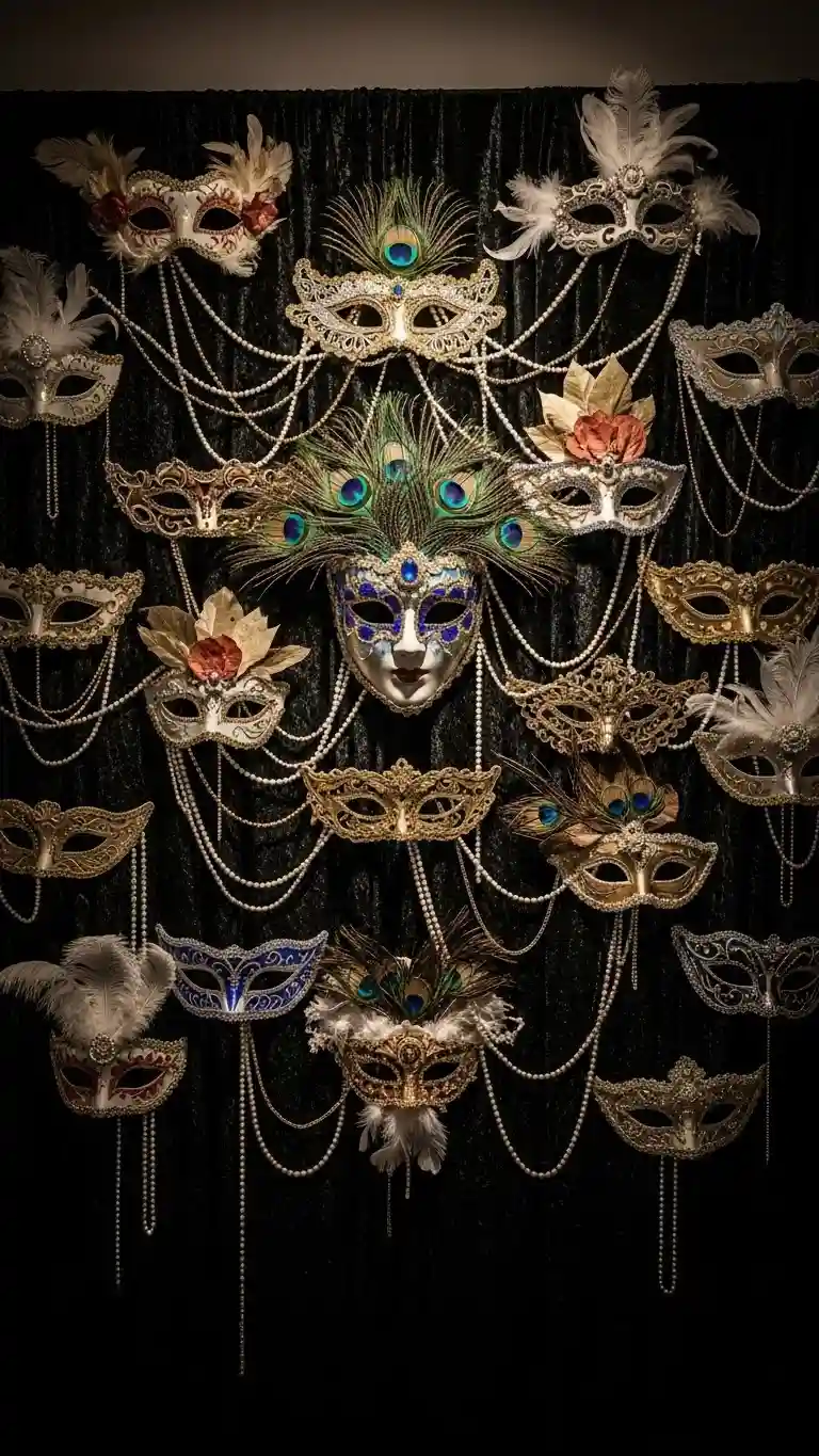 Aisle Runners with Coastal Motifs Statement Backdrop Using DIY Masquerade Elements