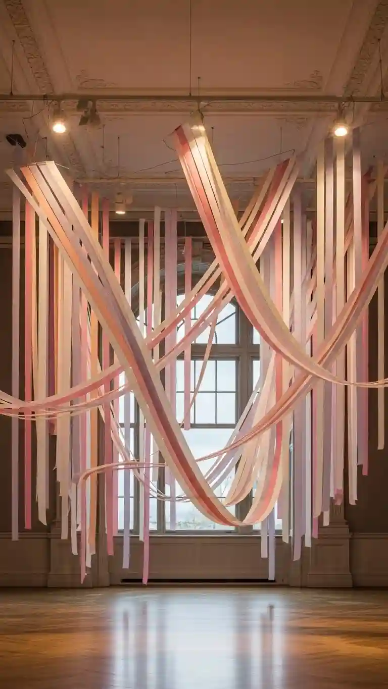 Aisle Runners with Coastal Motifs 10. Suspended Ribbon Decor