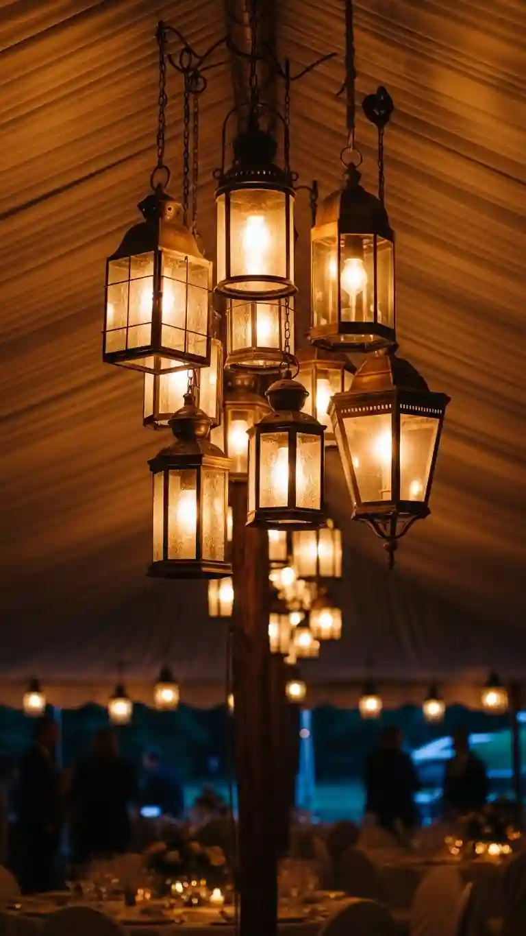 Aisle Runners with Coastal Motifs 13. Vintage Lanterns with Warm Lighting