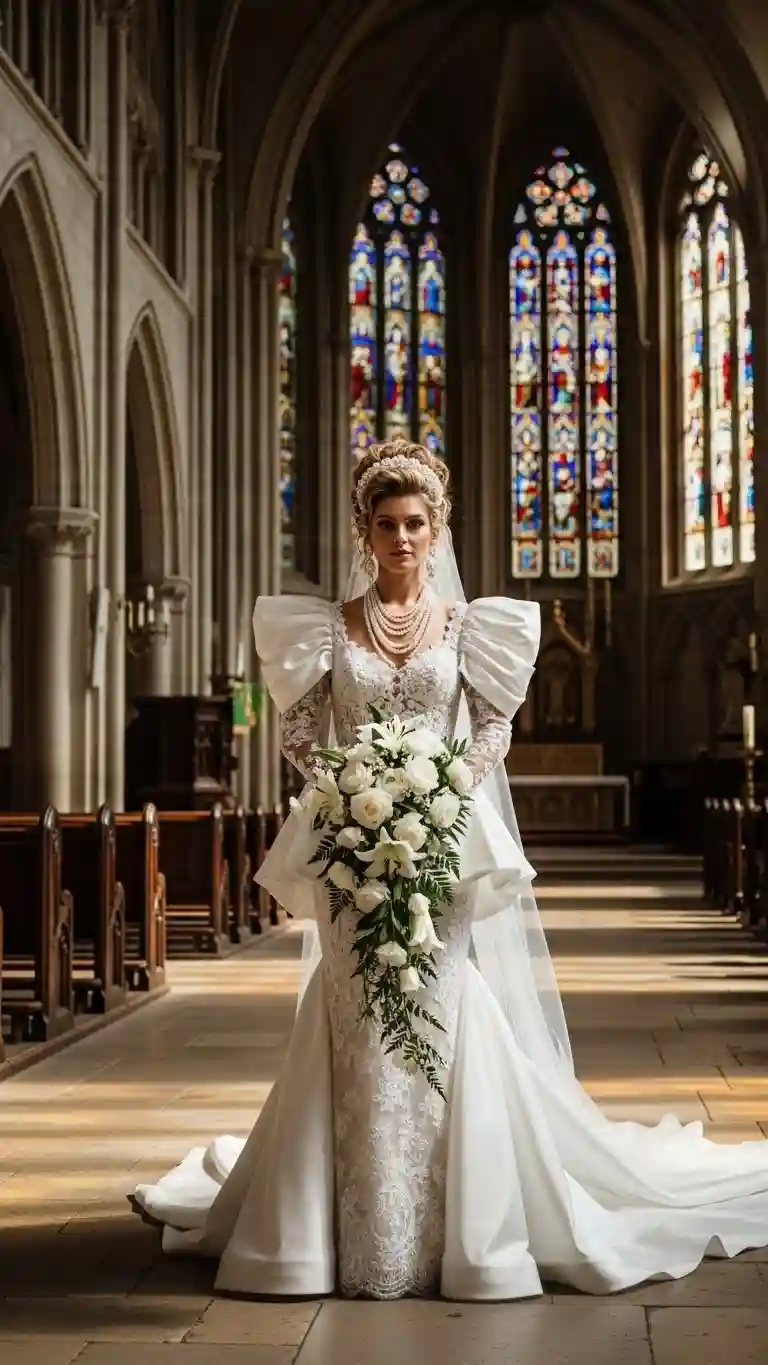 Aisle Runners with Coastal Motifs Dramatic Shoulder Wedding Gowns Inspired by the 80s