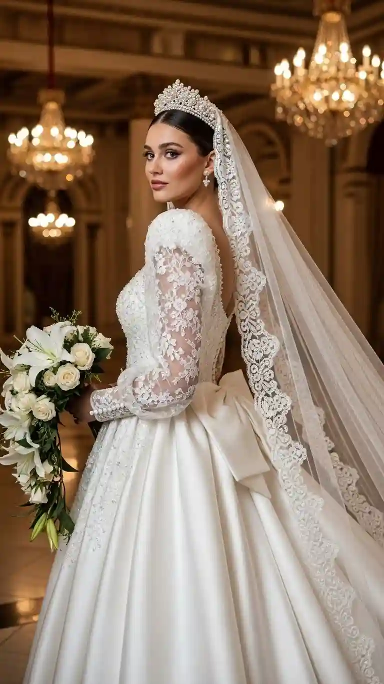 Aisle Runners with Coastal Motifs Voluminous Statement Sleeves for a Regal Bridal Look