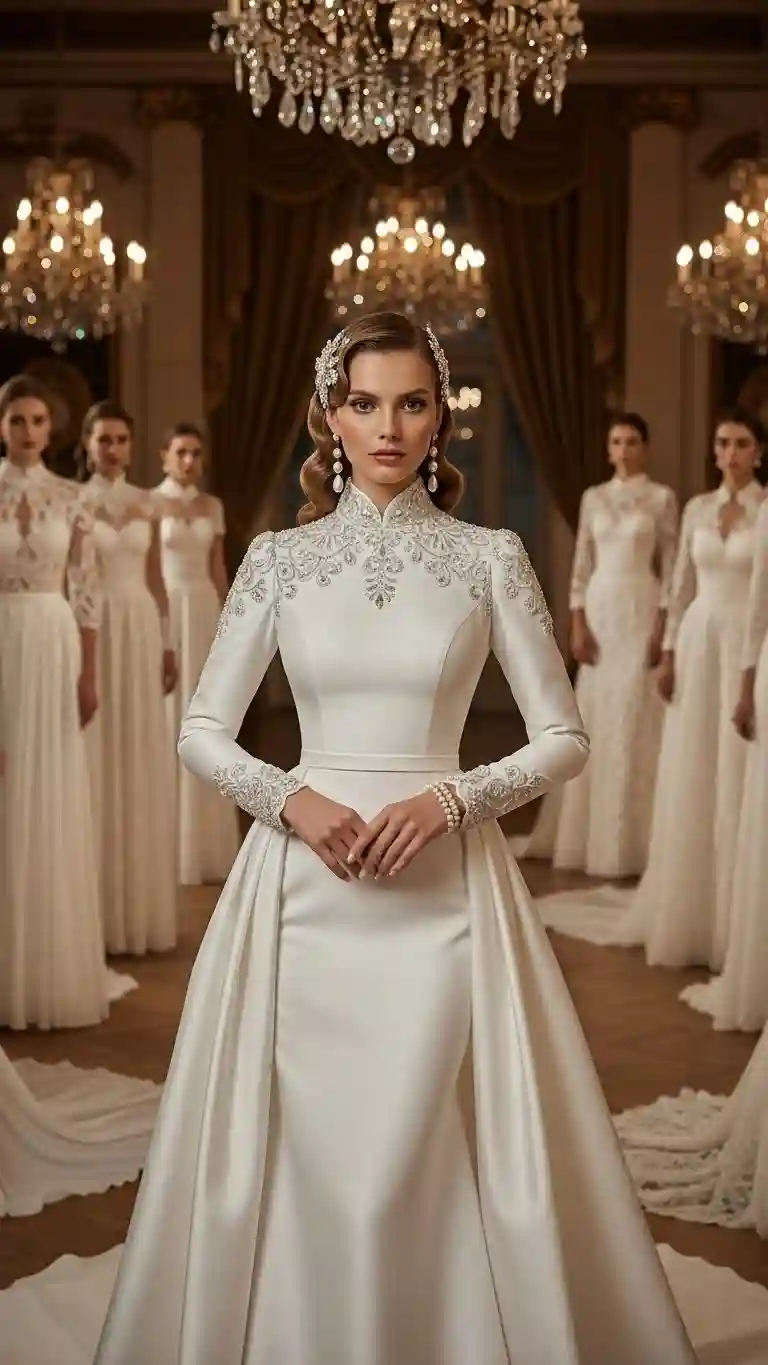 Aisle Runners with Coastal Motifs High-Neck Wedding Dresses with Old-Hollywood Glam