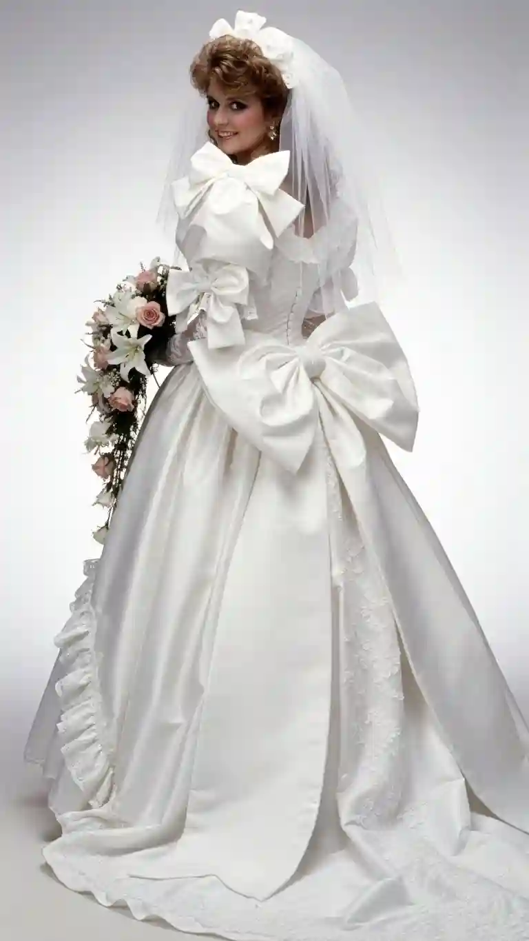 Aisle Runners with Coastal Motifs Bold Bridal Bows as a Signature 80s Detail