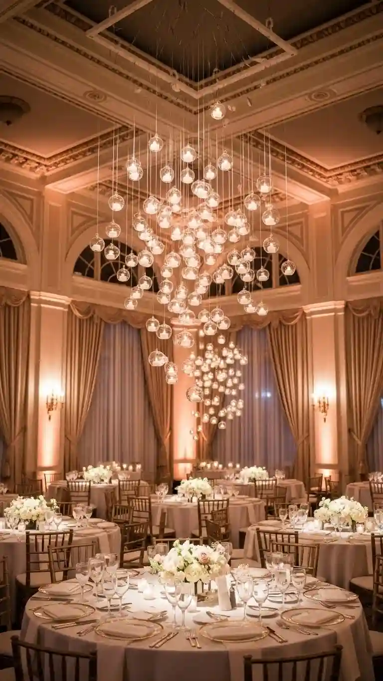 Aisle Runners with Coastal Motifs Floating Candle Installations for a Dreamlike Effect